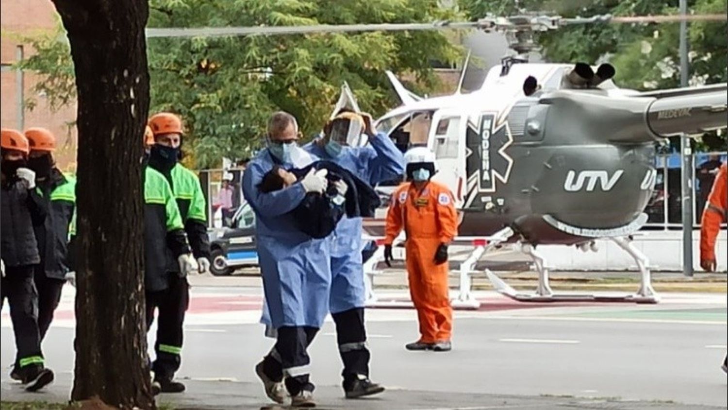 Un bebé con traumatismo de cráneo fue trasladado en helicóptero