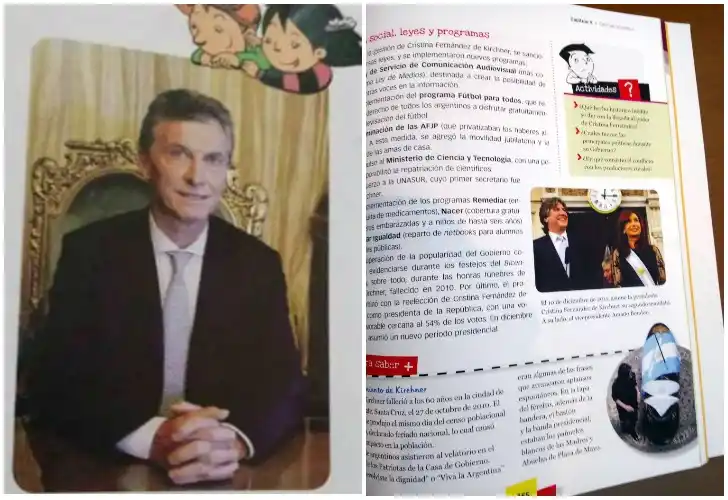 Polémica por un manual escolar por presunto apoyo a Cambiemos