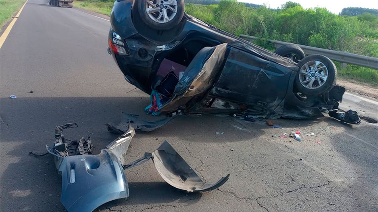 Tremendo vuelco en la Autovía 14: un hombre fue hospitalizado