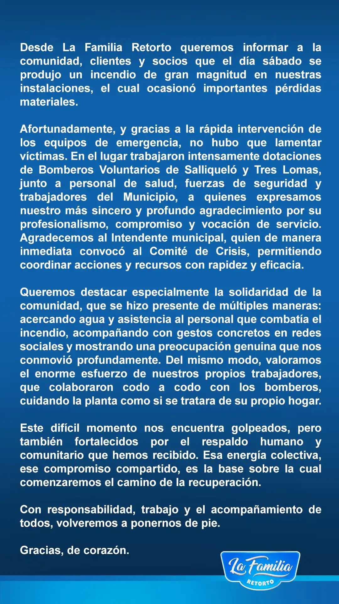 comunicado la Familia Retorto