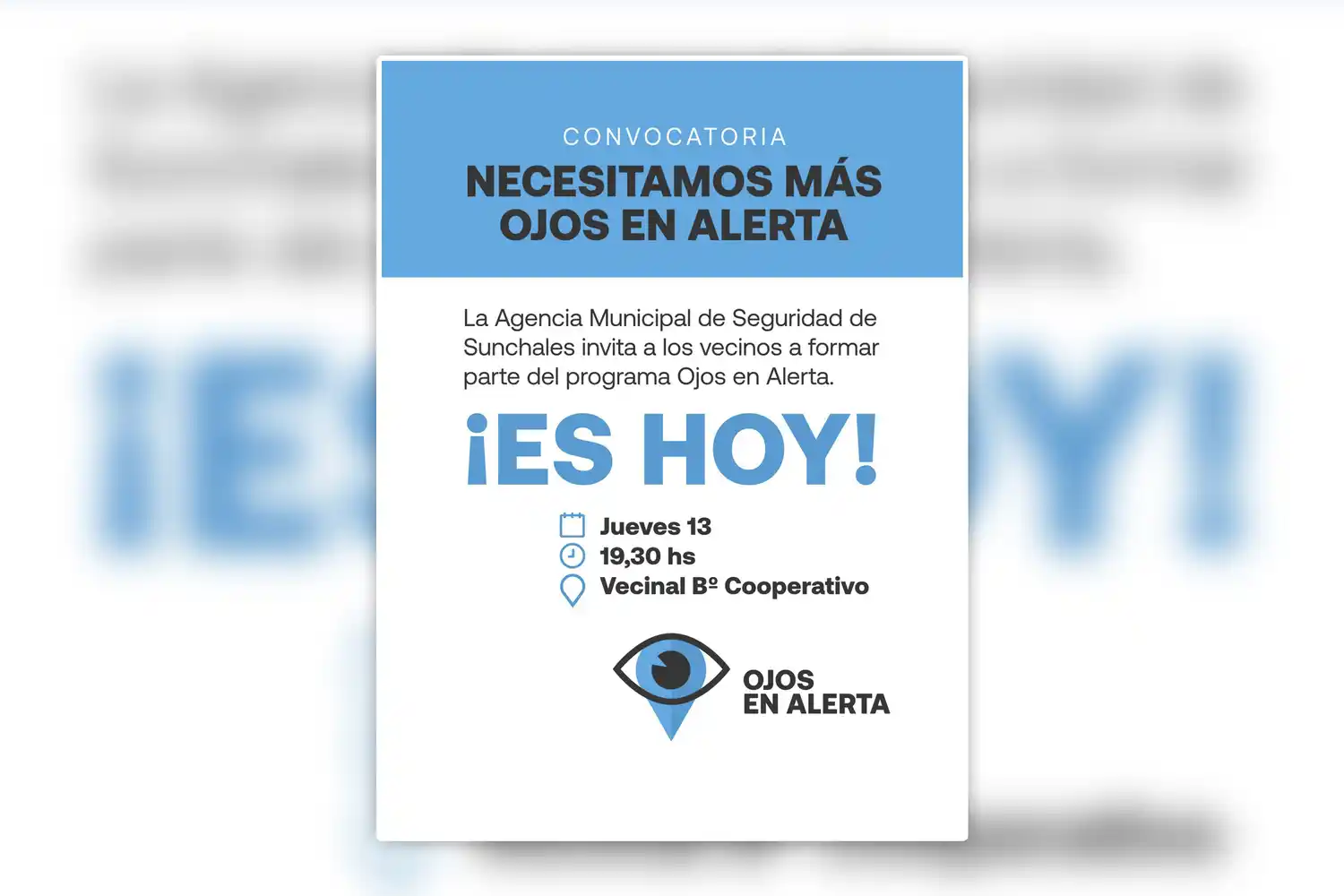 Nuevo encuentro informativo del programa “Ojos en Alerta” en Sunchales