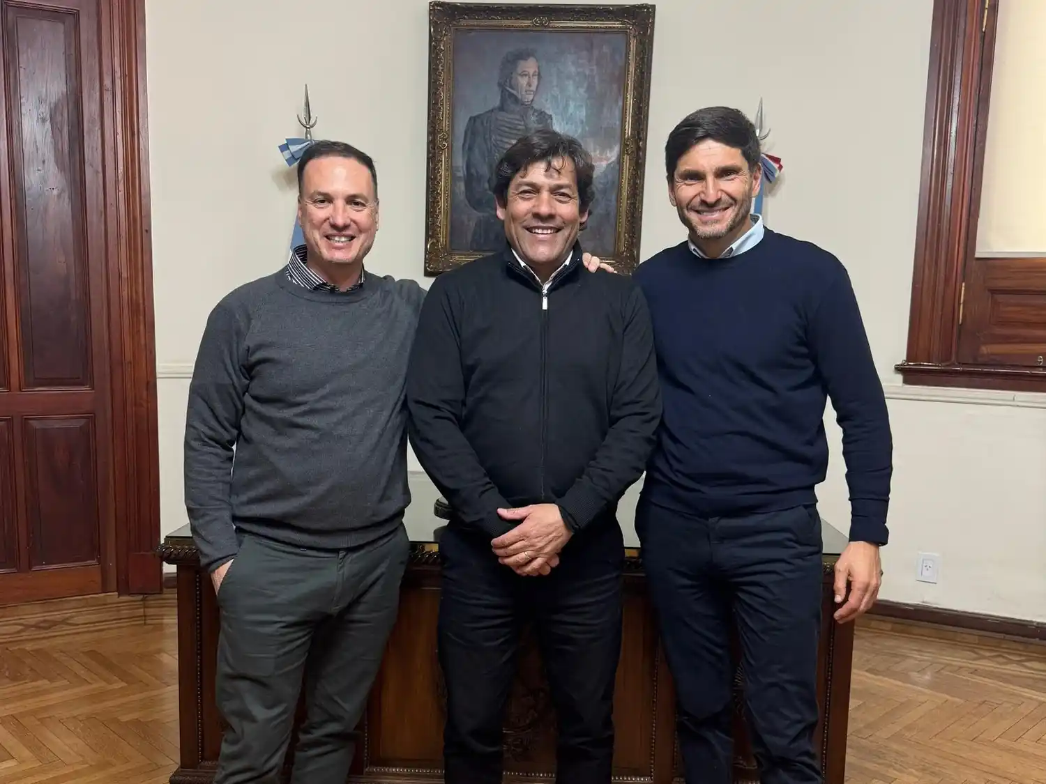 El ministro de Obras Públicas, el Presidente comunal y el gobernador.