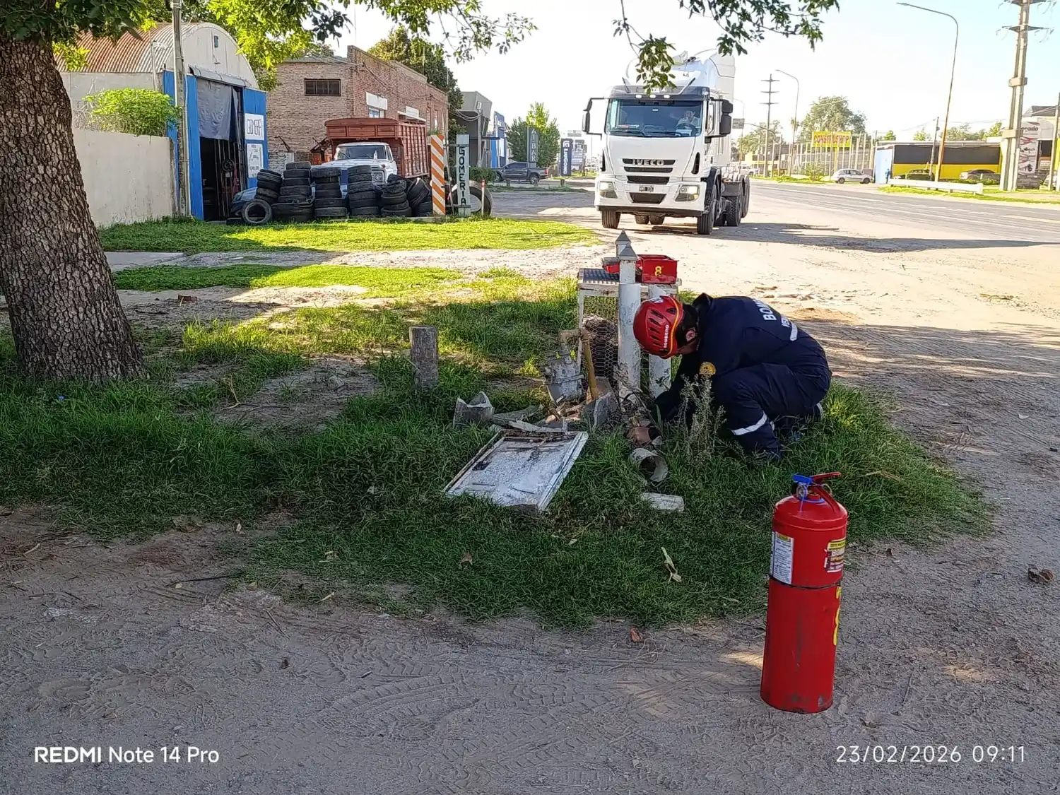 La casilla de gas sufrió un fuerte golpe que derivó en la fuga. Foto: BVVT