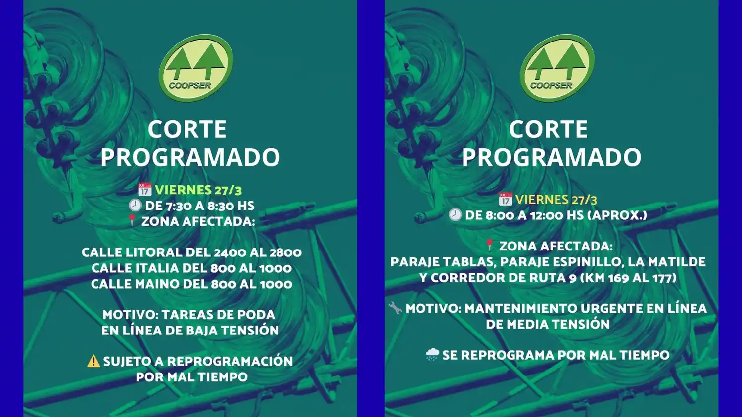 CoopSer cortes programados