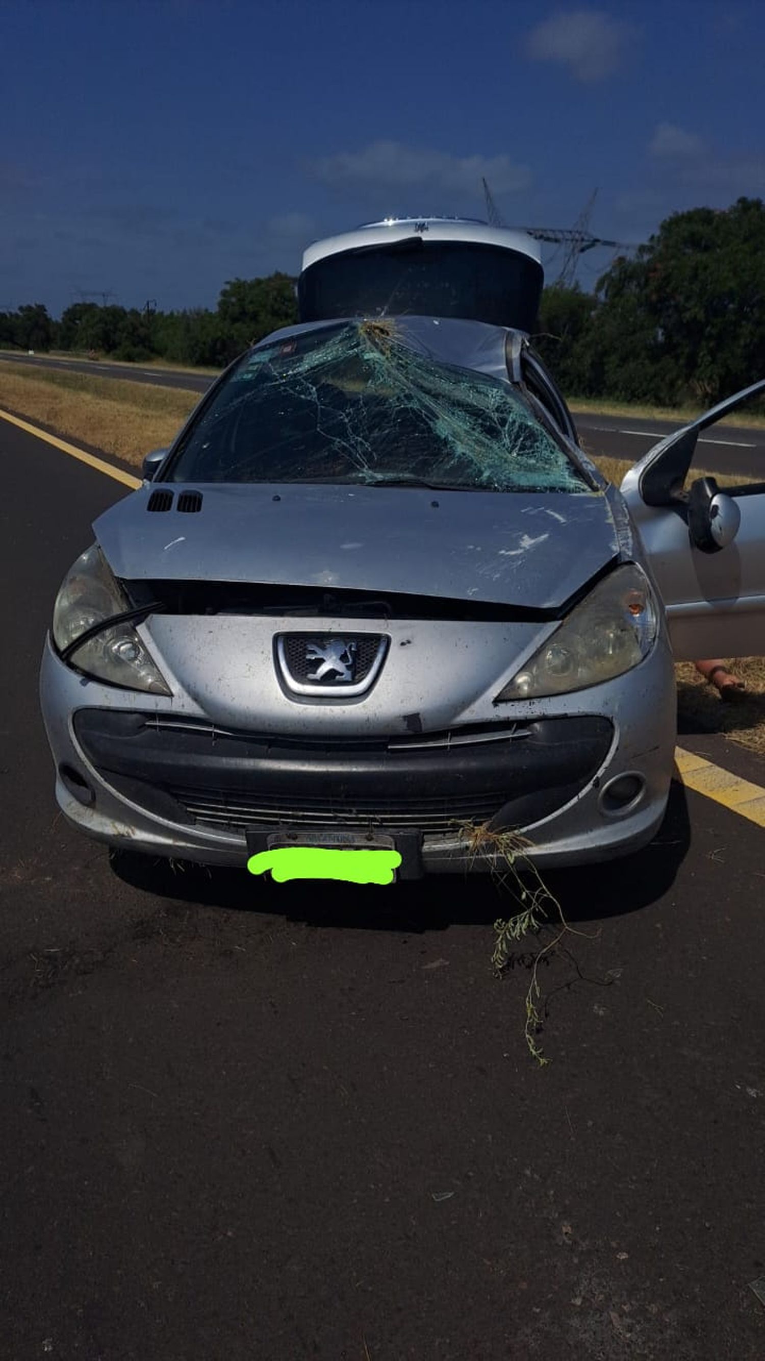 Un auto perdió el control y volcó en la Ruta N°12