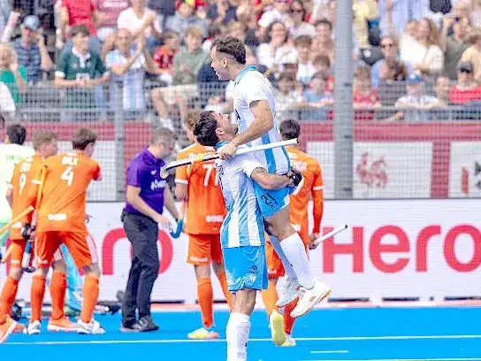 El festejo de los jugadores argentinos.