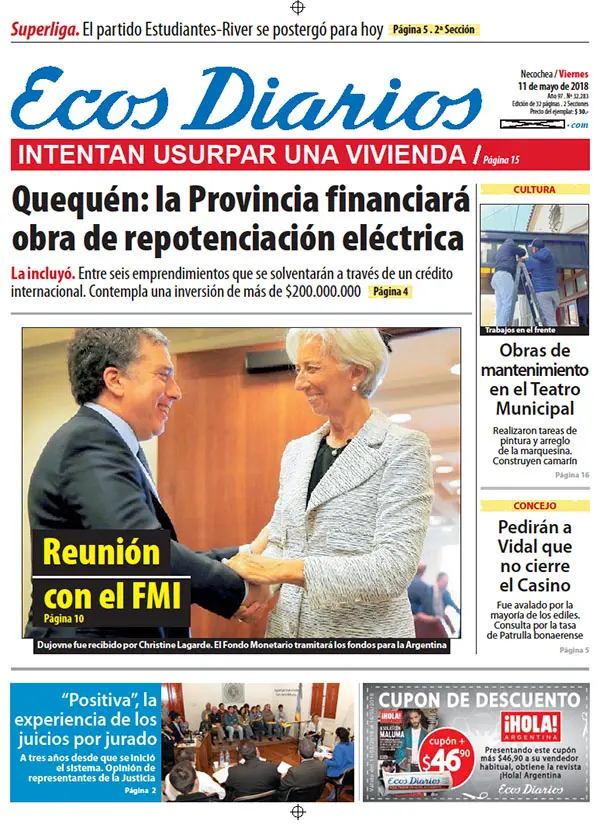 Tapa del 11 de mayo de 2018