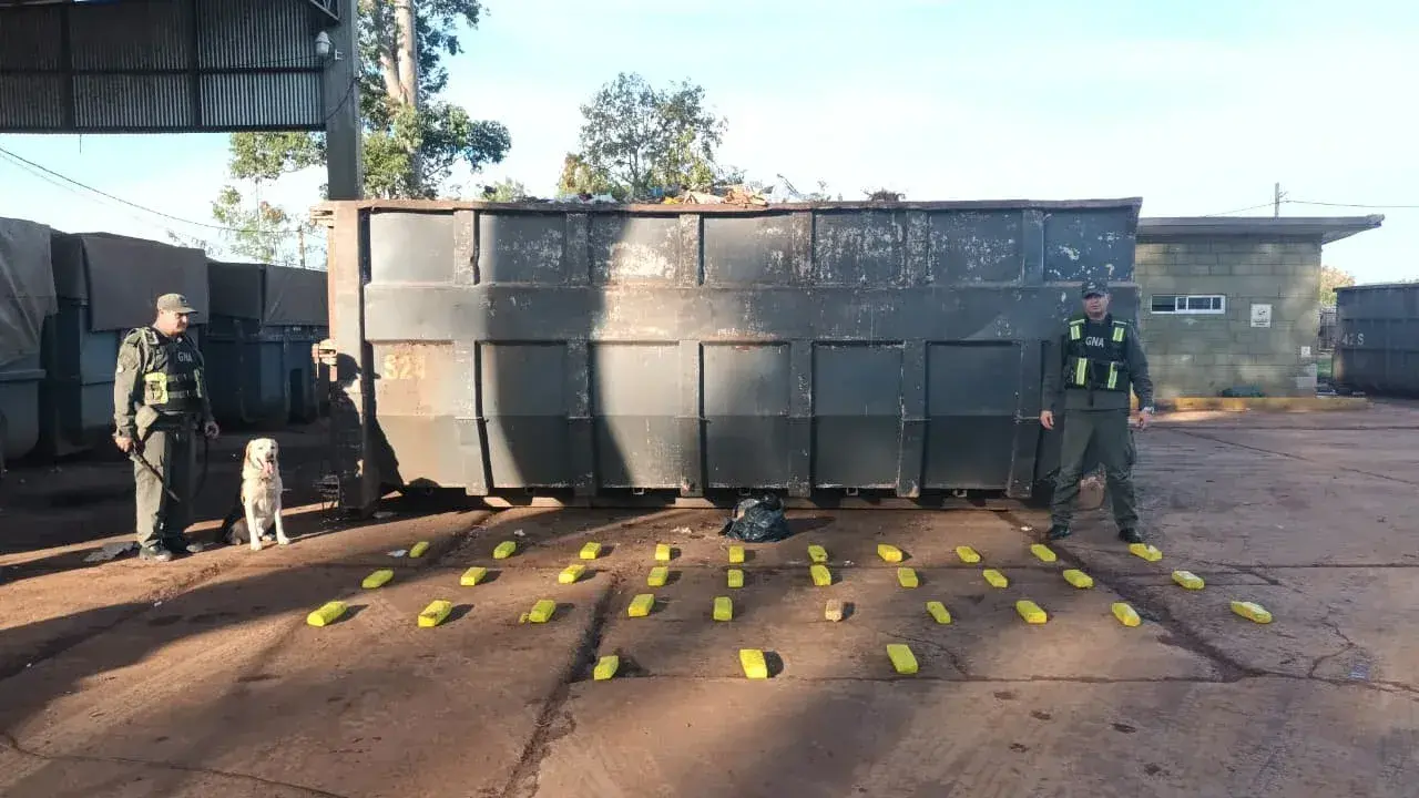 Gendarmería incautó 24 kilos de marihuana dentro de un contenedor de basura