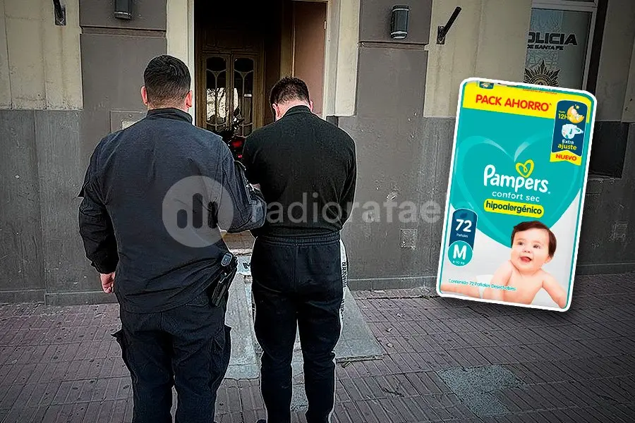 Aprovechó un descuido, robó un paquete de 72 pañales, pero lo atraparon: quedó grabado en las cámaras