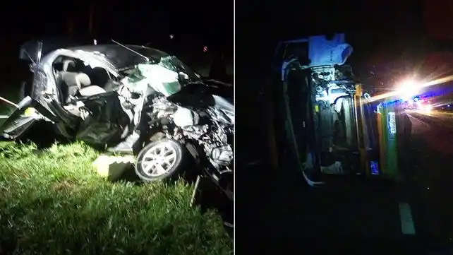 Grave accidente entre un auto y un camión