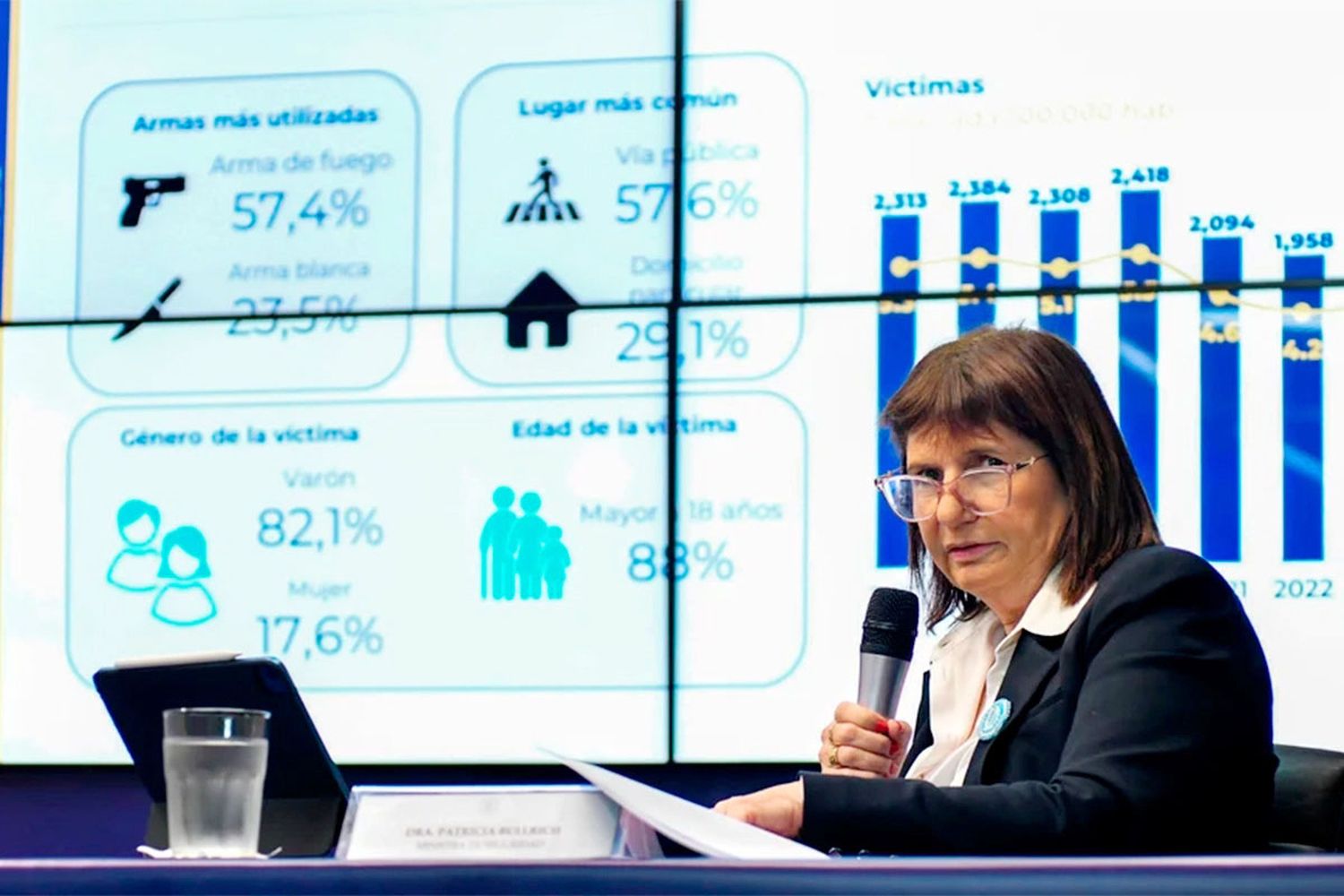 Patricia Bullrich presentó las estadísticas criminales del primer semestre de 2024