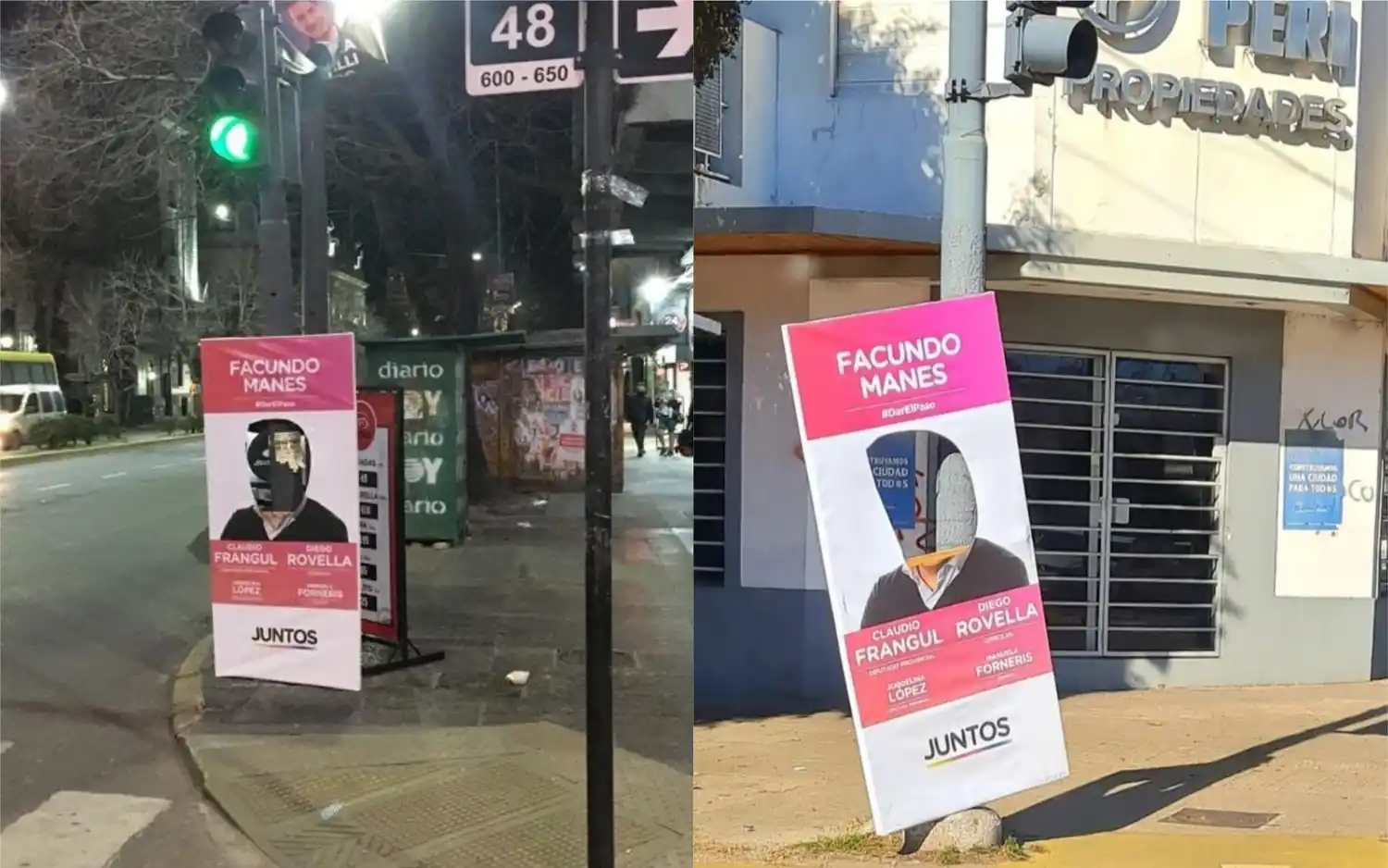 En La Plata vandalizaron afiches de Facundo Manes y piden ayuda a Julio Garro para dar con los responsables