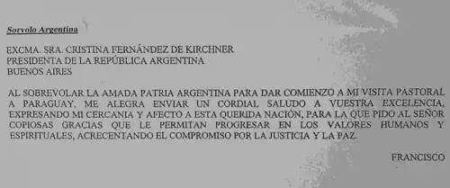 El Papa sobrevoló Formosa y envío un mensaje a Cristina