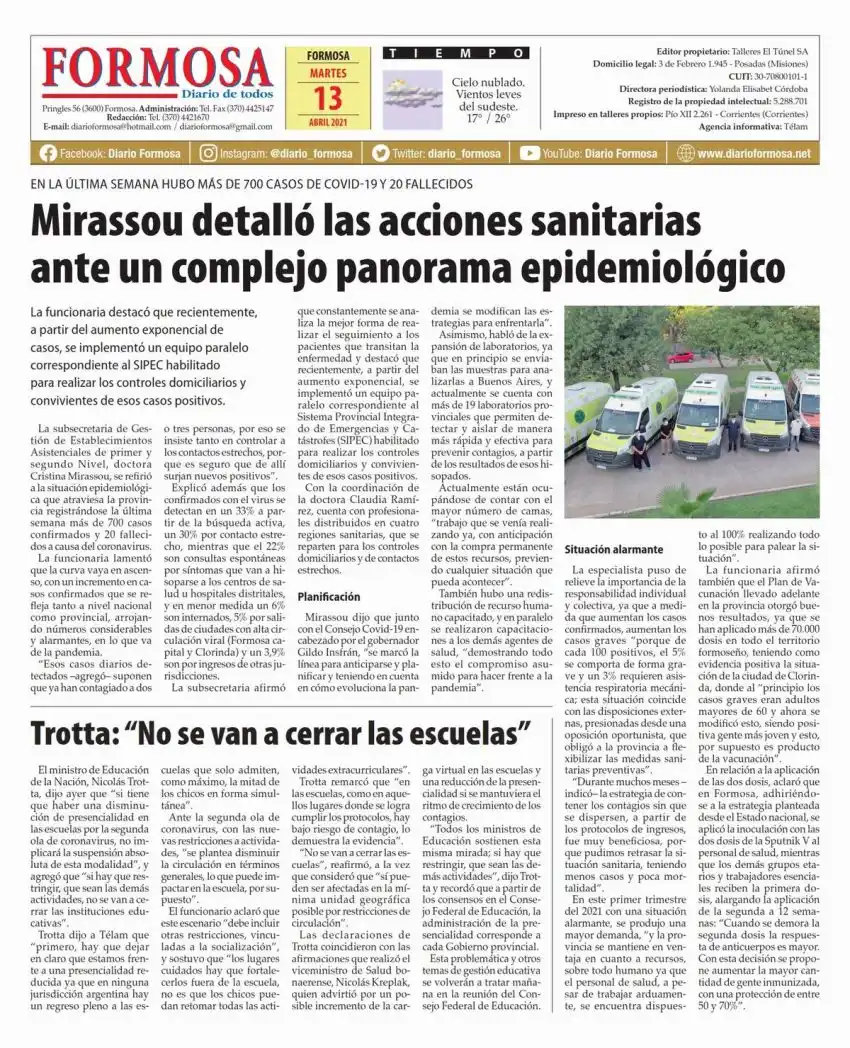 Tapa y Contratapa 13 de abril de 2021