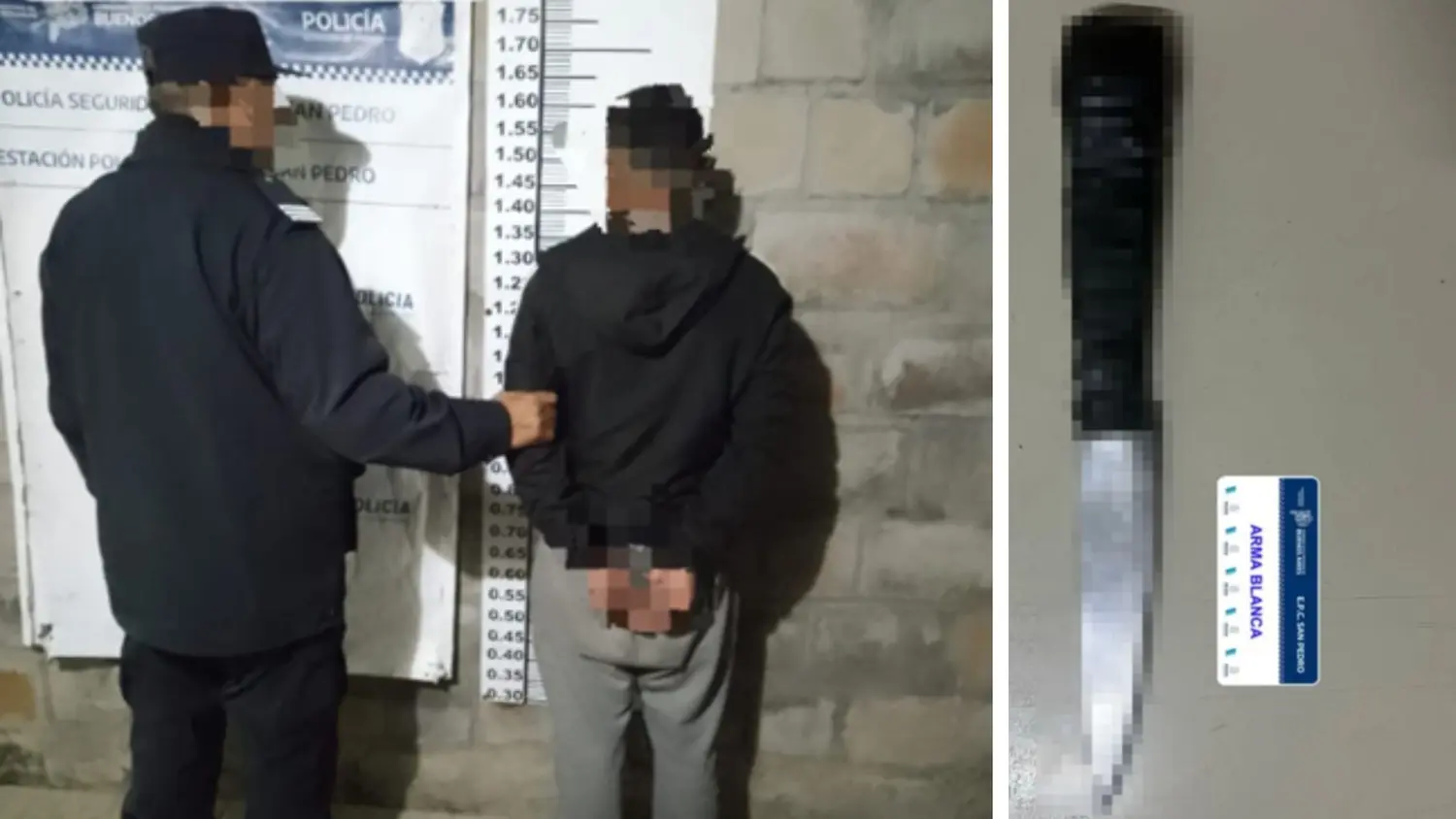 El joven fue aprehendido cuando entre sus prendas de vestir portaba un arma blanca.