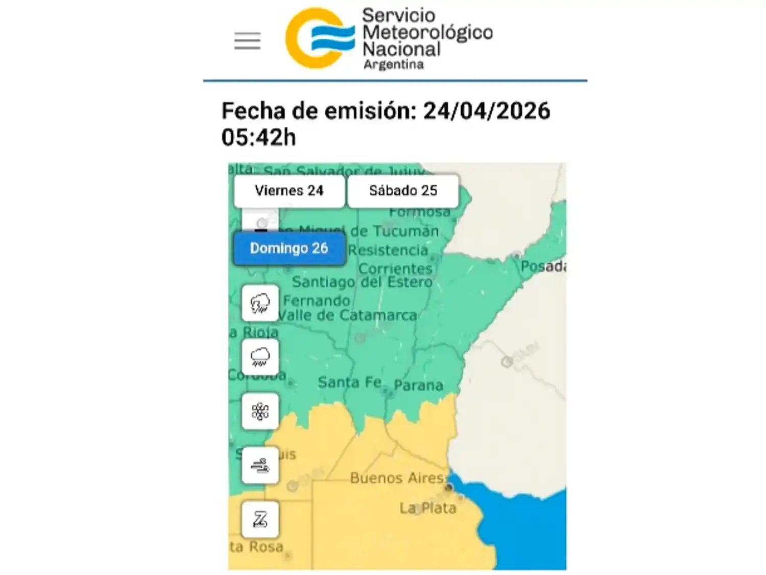 Se esperan ráfagas de viento de más de 80 km/h en Entre Ríos