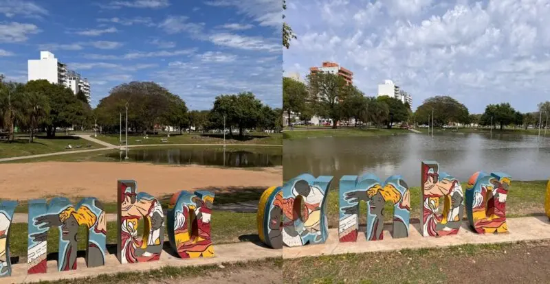 El piletón del parque Cambá Cuá quedó bajo agua por la crecida del río Paraná