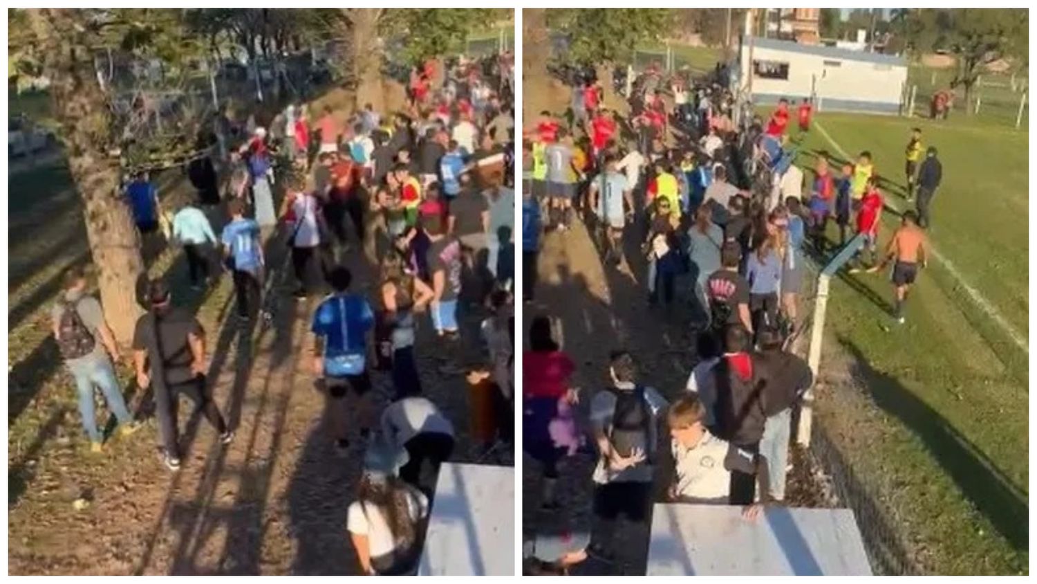 Violencia en el fútbol: los impactantes videos de una feroz batalla campal tras un partido de la Liga de Pergamino