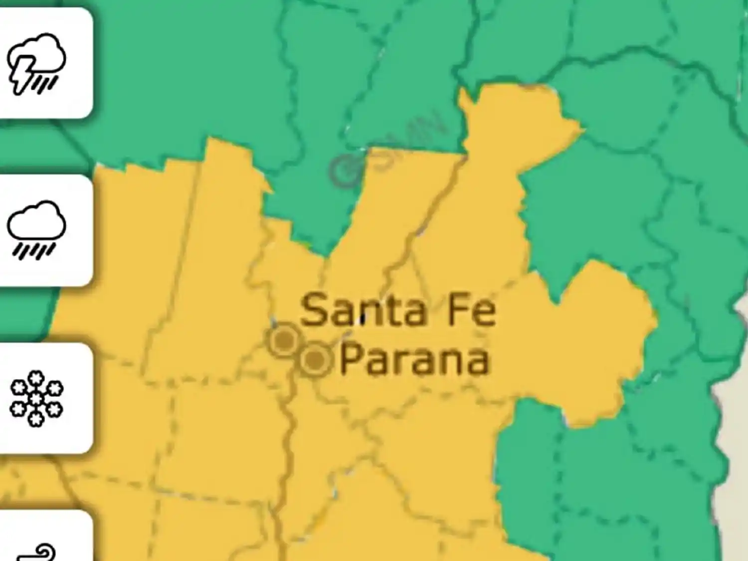 Alerta amarilla por lluvias y tormentas fuertes para la noche de este martes