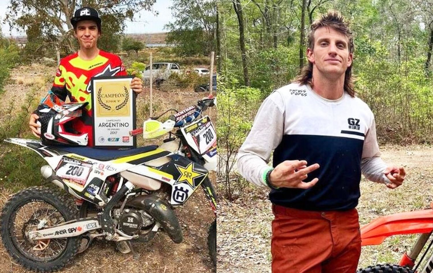 Muy jóvenes. A la izquierda Gianfranco y a la derecha Juan Zunino, dos hermanos que quedarán en el recuerdo por su actividad en torneos nacional de Enduro