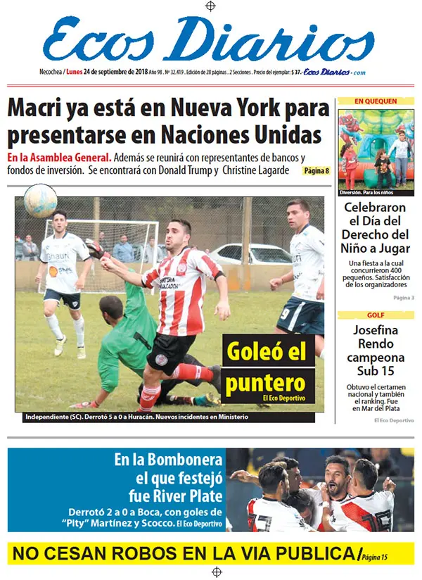 Tapa del 24 de septiembre de 2018
