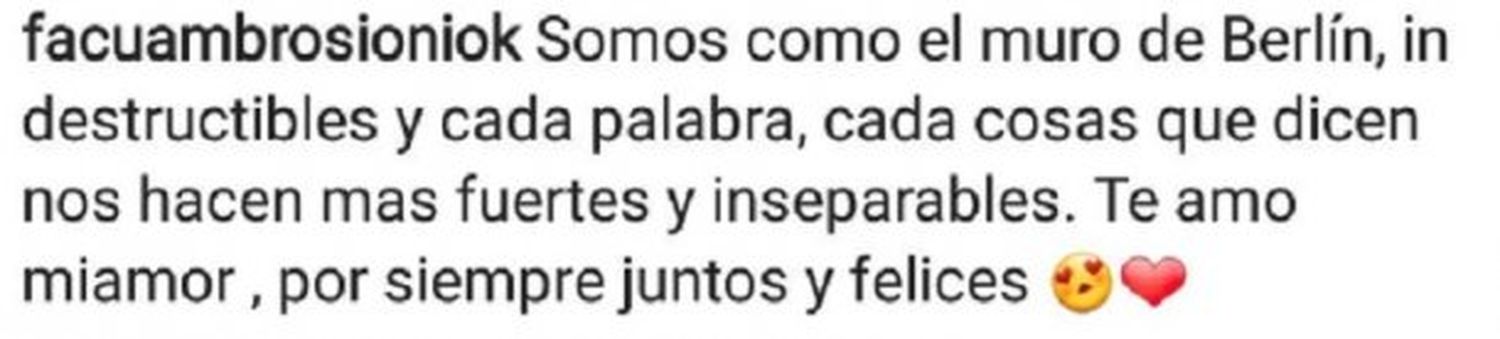 El mensaje que el novio de More Rial tuvo que borrar por un error insólito
