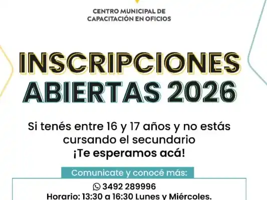 Abren la inscripción para el primer año del Centro Municipal de Capacitación en Oficios