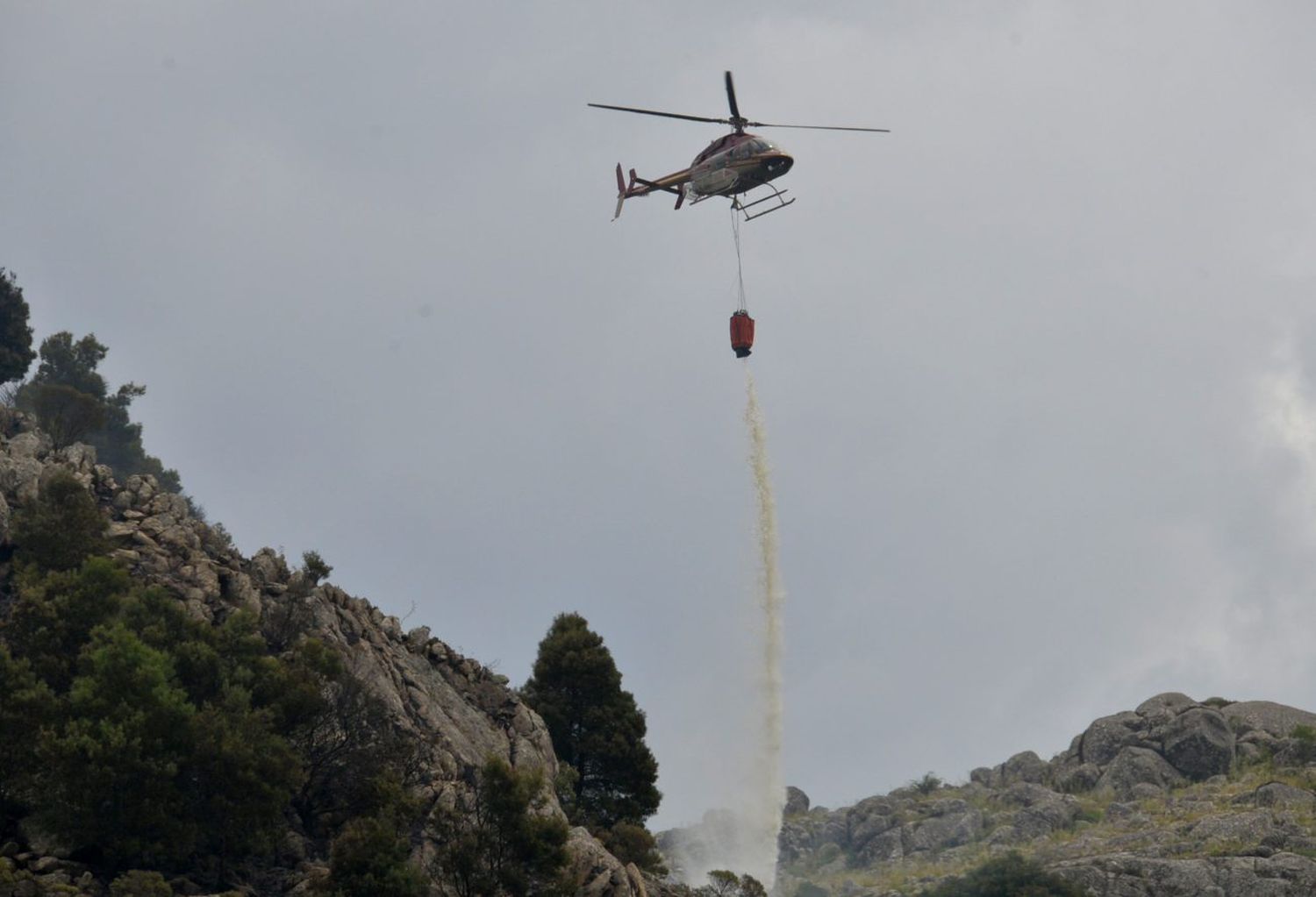 Medios aéreos colaboraron para sofocar el  incendio que dejó como saldo grandes daños naturales pero no se reportaron heridos