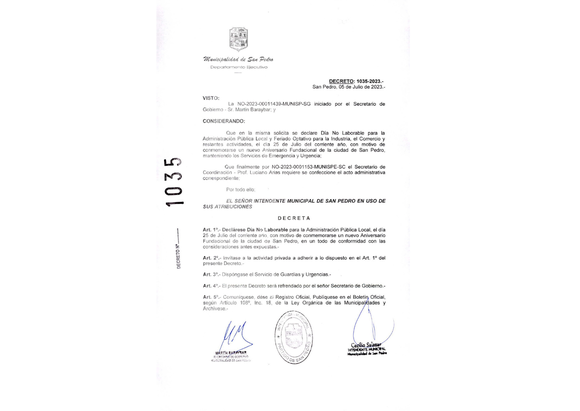Asueto municipal por el aniversario de San Pedro