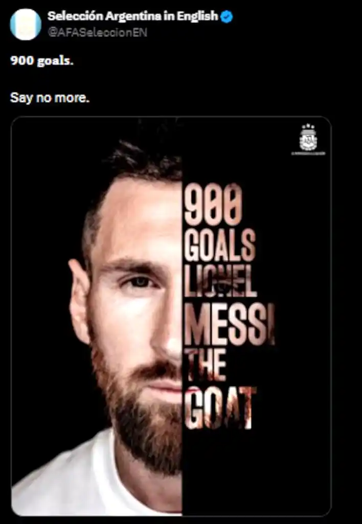 La cuenta oficial de AFA en inglés le dejó un mensaje a Messi. (Foto: Captura).