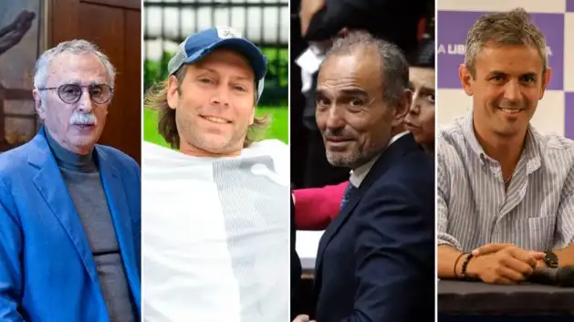 El ministro de Salud, Mario Lugones; el dueño de Suizo Argentina, Emmanuel Kovalivker; Eduardo "Lule" Menem; y el presidente de la Cámara de Diputados, Martín Menem.