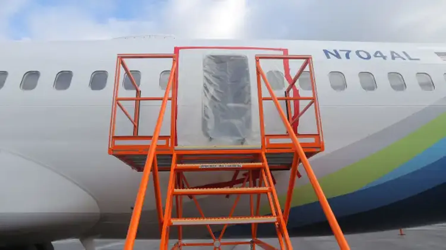 The fuselage plug area of Alaska Airlines Flight 1282 Boeing 737-9 MAX