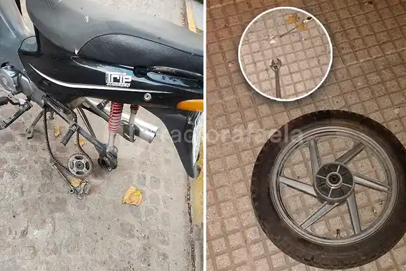 Frustraron el robo de la rueda de una moto que estaba estacionada en pleno centro