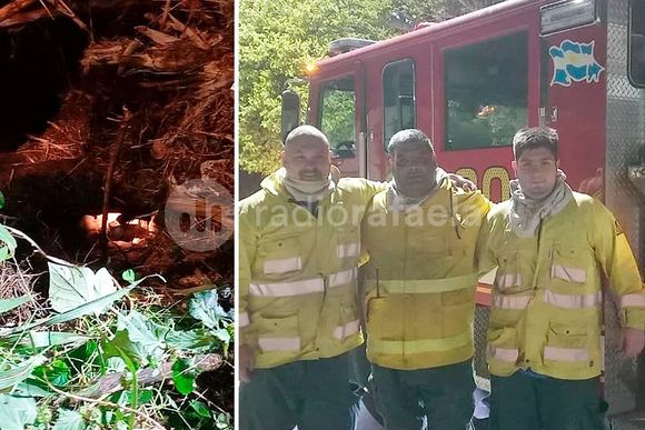 Bomberos Voluntarios de San Vicente le salvaron la vida a un perrito atrapado en un pozo negro