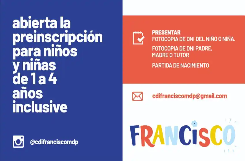 Abre la preinscripción para el Centro de Desarrollo Infantil Francisco