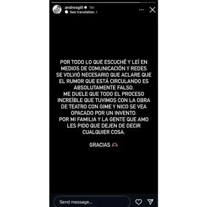 Andrés Gil negó un supuesto romance 2