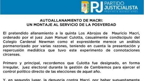 Reunión Macri-intendentes: PJ Bonaerense denunció un "auto allanamiento" del expresidente en su quinta