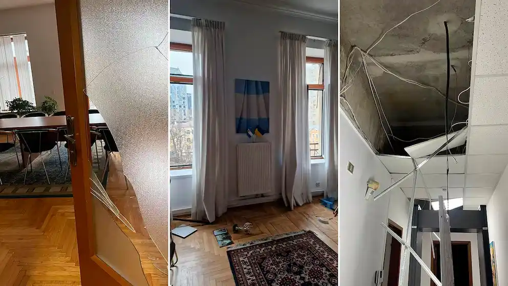 “Estamos bien, sólo fueron daños materiales”: así quedó la embajada argentina en Kiev tras el ataque de Rusia