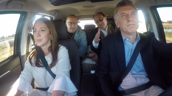 Video: 'Vasco' Olarticoechea acompañó a Macri en auto a ver obras en rutas de Saladillo