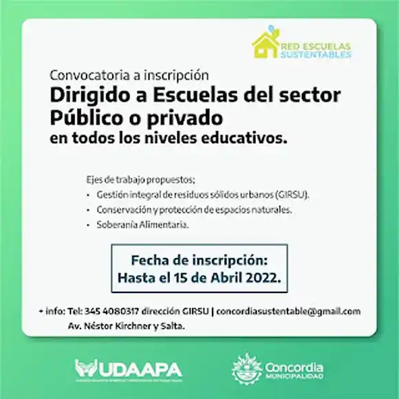 Se encuentran abiertas las inscripciones al  programa �SRed  de Escuelas  Sustentables 2022⬝