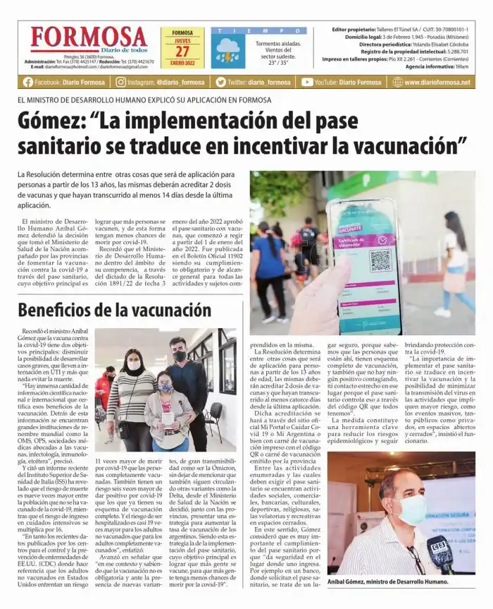 Tapa y Contratapa 27 de enero de 2022