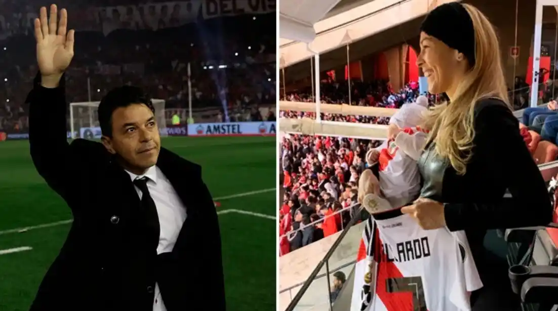 La exmujer de Marcelo Gallardo lo alentó en la cancha junto a su bebé: "¡vamos, pá!"