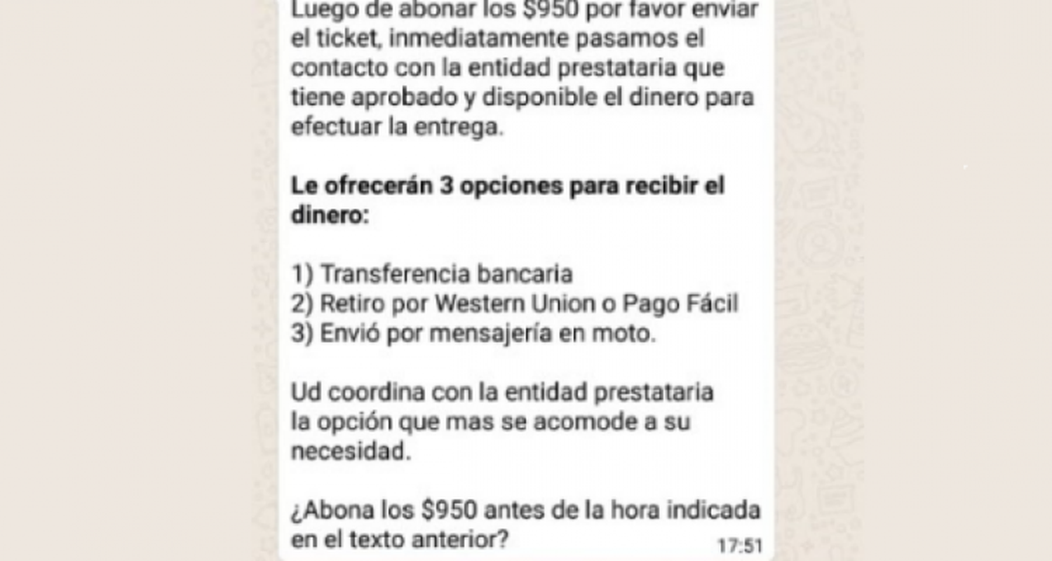 Estafa con presuntos préstamos: piden un depósito de $ 950 y desaparecen