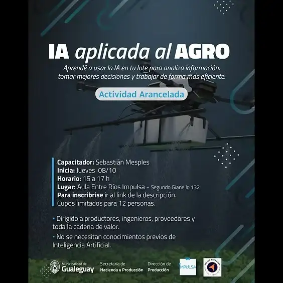 Llega a Gualeguay una capacitación para aprender a aplicar inteligencia artificial en el campo