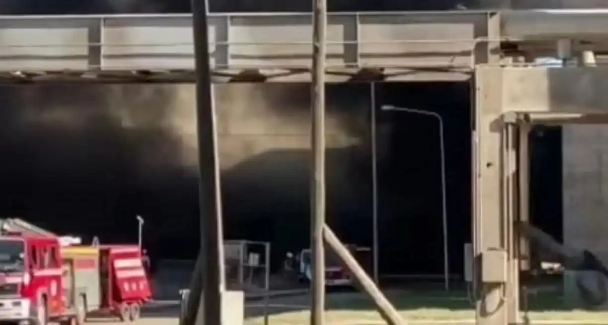 Así ardía desde la medianoche esta planta agroexportadora de Timbúes.