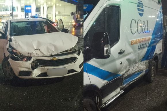 Fuerte choque entre un auto y una ambulancia que trasladaba a una paciente en estado crítico