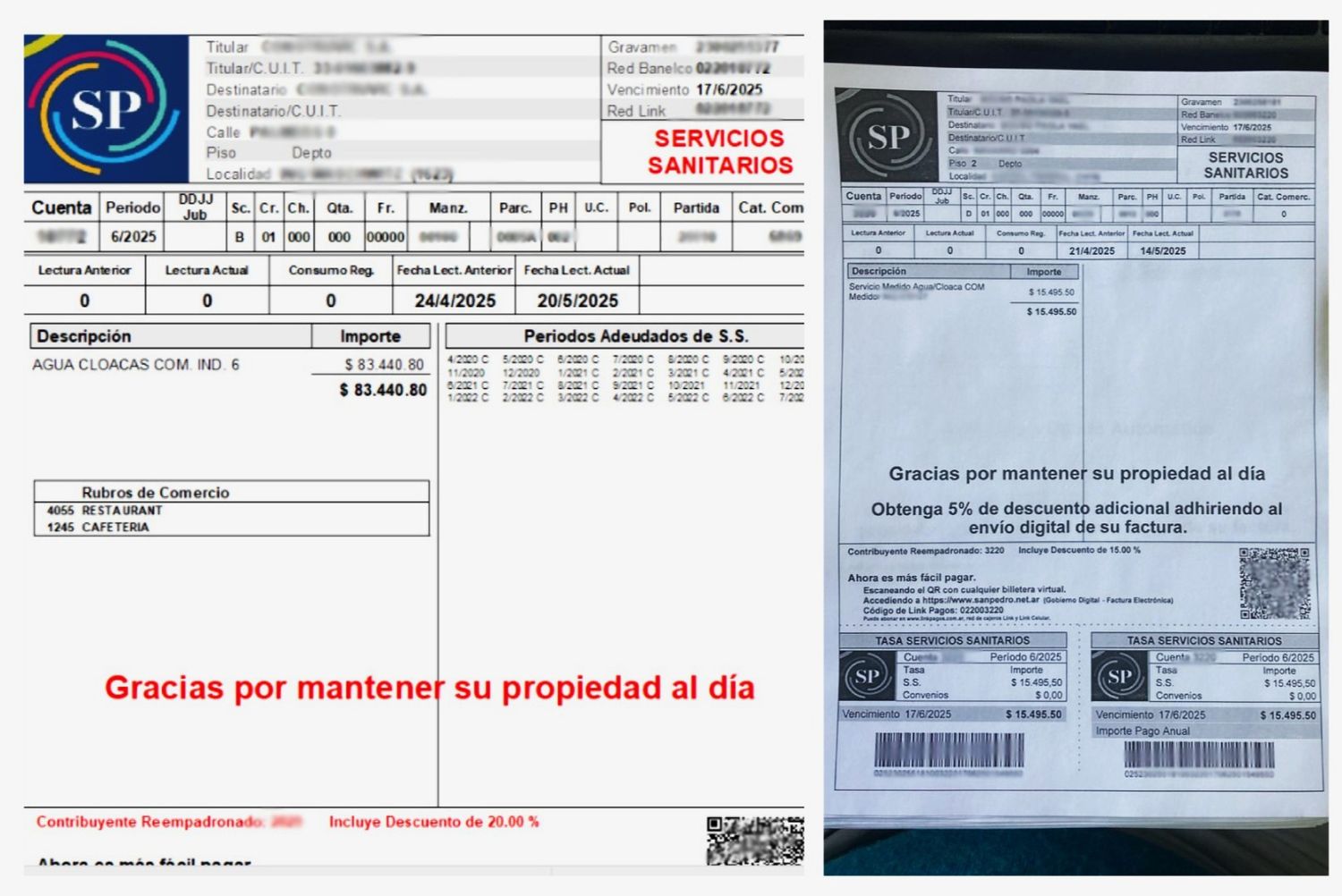 Este mes tendrán QR las facturas de Servicios Sanitarios para contribuyentes con medidor.