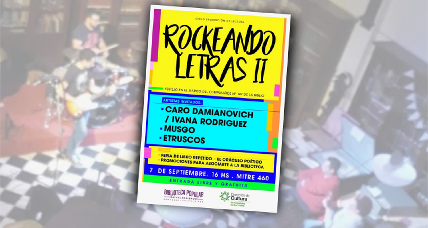 La Biblioteca Popular presenta “Rockeando Letras II” con bandas en vivo este sábado