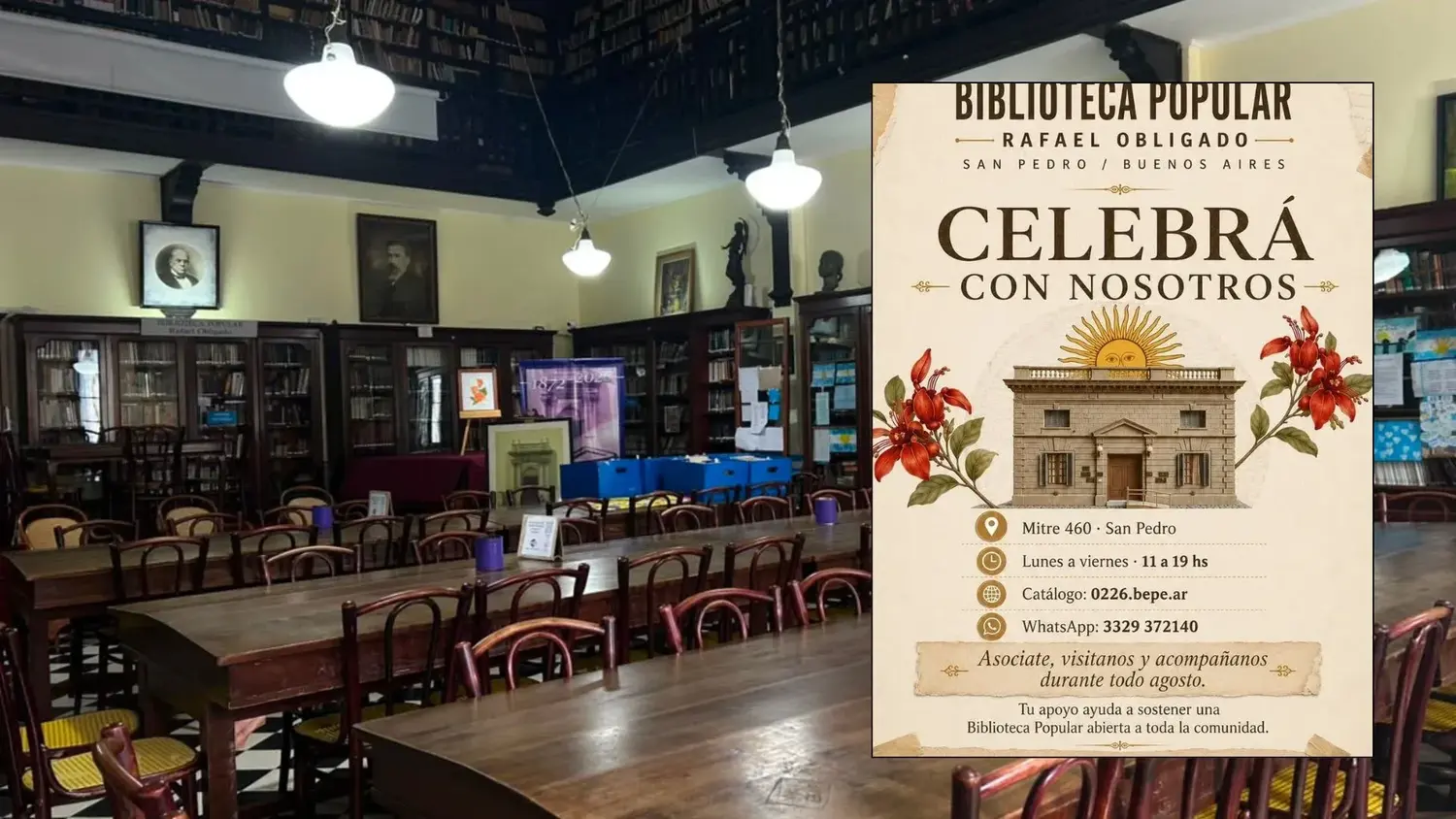 La Biblioteca Popular celebra en agosto los 154 años de su creación, uno de los sitios culturales más emblemáticos de la ciudad.