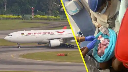 Hallan a bebé recién nacido en el baño de un avión